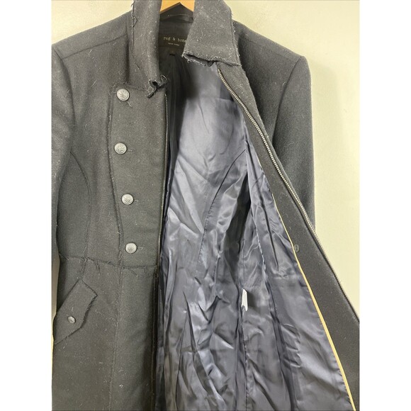 Rag & Bone Full Zip Distressed Wool Peacoat Trench Size 6 - Picture 14 of 14